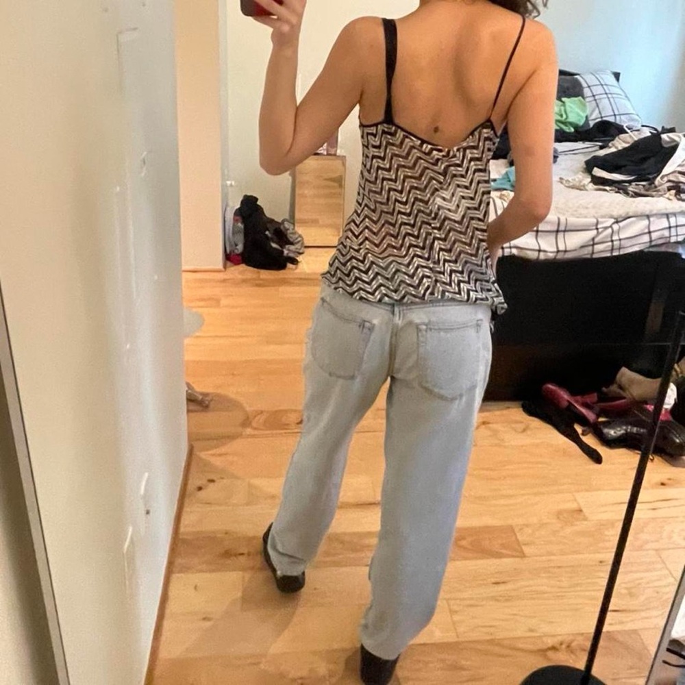 Asymmetrical Balenciaga Black and White Zigzag Tank Top - Picture 3 of 4